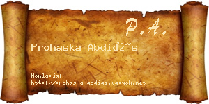 Prohaska Abdiás névjegykártya